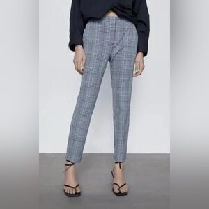 Zara Blue Plaid Trousers